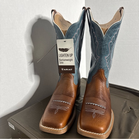 Ariat Women’s Boots PrimeTime Size 8 Square Toe Gingersnap Baby Blue Eyes NEW - Picture 5 of 8